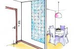 Vetrocemento tra ingresso e living - Designer Antonio Previato