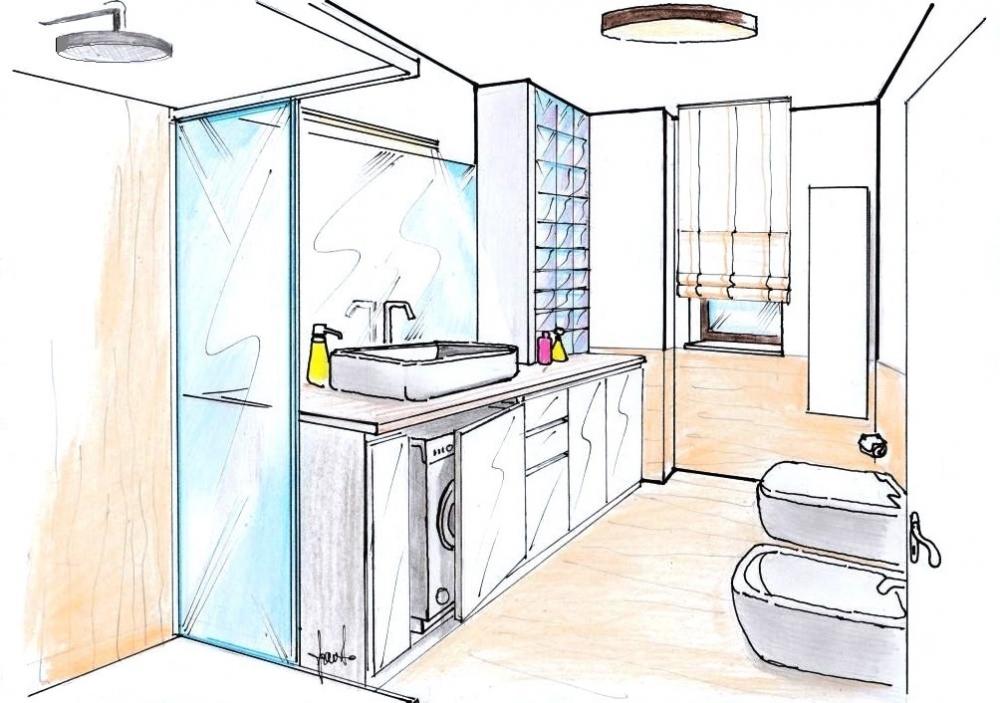 Vetrocemento in bagno - Progettista Antonio Previato