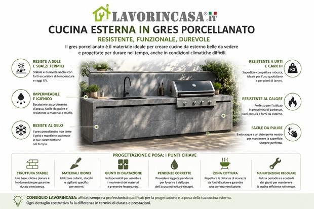 Come progettare una cucina esterna in gres, da Lavorincasa.it