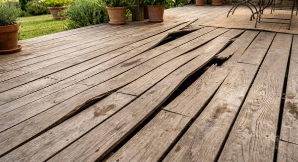 Pavimento in legno deformato