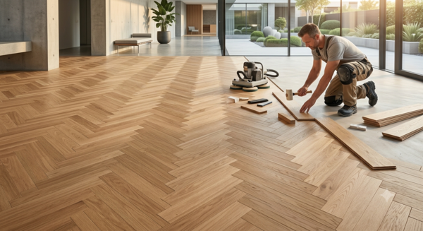 Posa di un pavimento in legno
