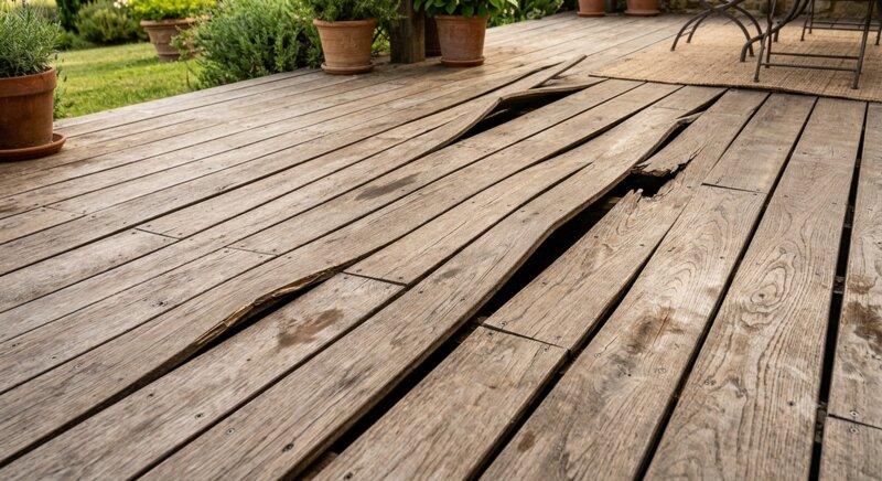 Pavimento in legno deformato