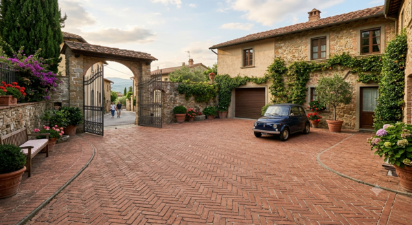 Cortile carrabile in klinker