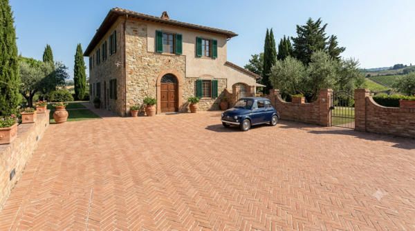 Cortile carrabile in laterizio