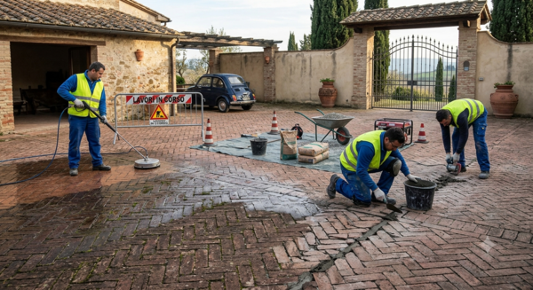 Manutenzione di un cortile carrabile