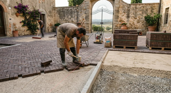 Posa di un cortile carrabile