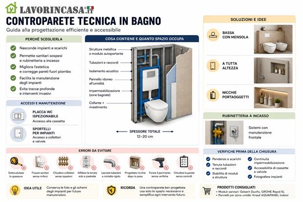 Guida per controparete tecnica in bagno, da Lavorincasa.it