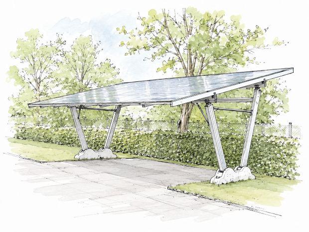 Pensilina fotovoltaica a 2 posti 
