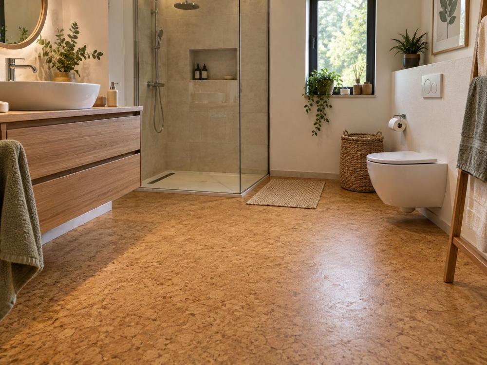 Bagno con pavimento in sughero - Foto Daniele F. Toscana