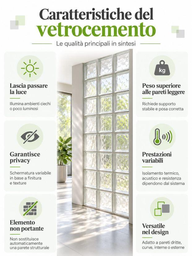 Infografica caratteristiche del vetrocemento 