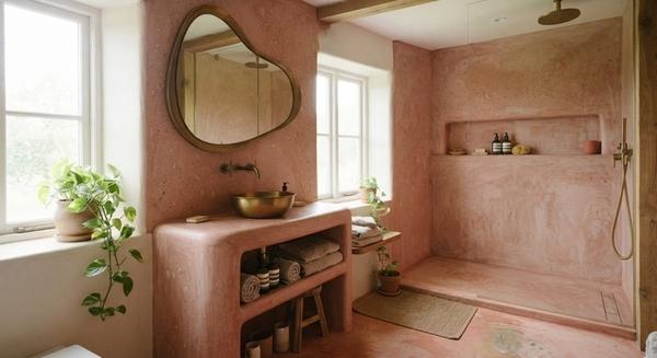 Bagno realizzato in cocciopesto