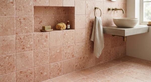 Parete del bagno in cocciopesto