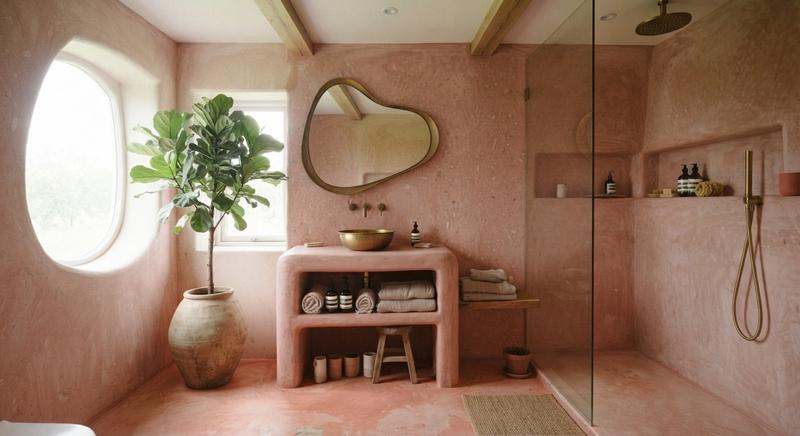 Bagno ristrutturato in cocciopesto