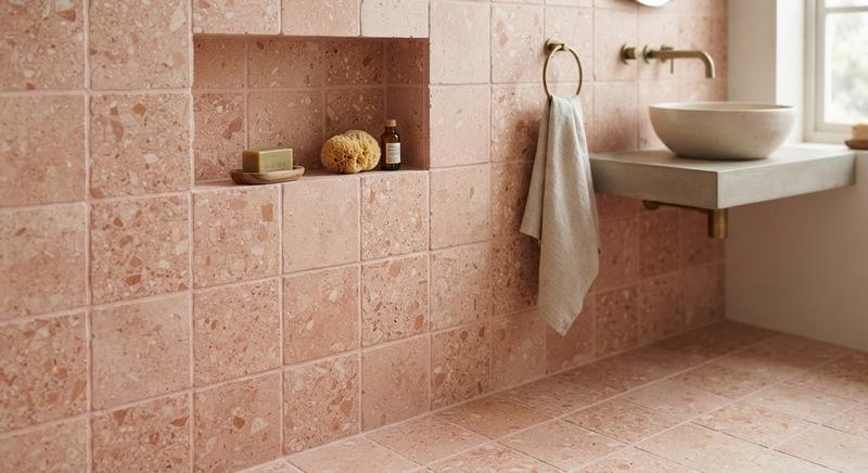 Parete bagno in cocciopesto
