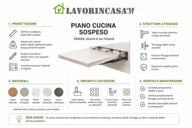 Piano cucina sospeso: cosa serve sapere, da Lavorincasa.it