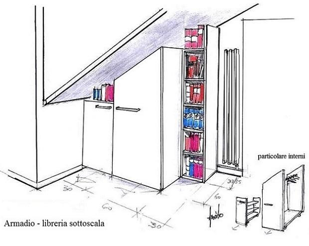 Libreria sottoscala disegno di Antonio Previato