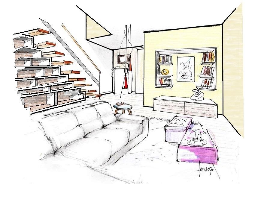 Libreria sottoscala in salotto - Antonio Previato Progettista Designer