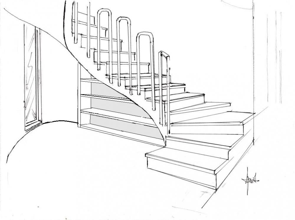 Scala semielicoidale con libreria - Antonio Previato