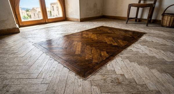 Pavimento in parquet ossidato