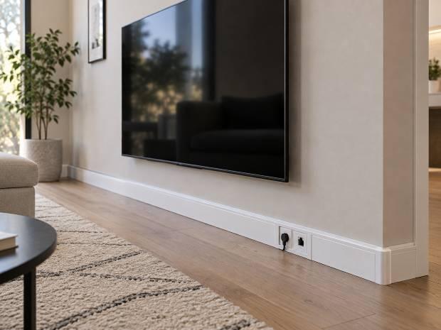 Per la TV sospesa meglio optare per zoccolo e traccia nel muro