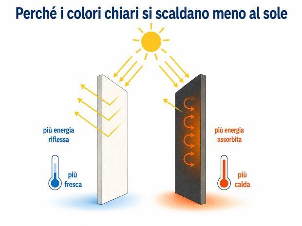 Comportamento dei colori chiari e scuri al sole