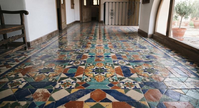 Pavimento con piastrelle geometriche