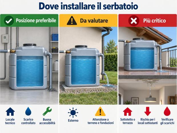 Dov'&egrave; meglio installare il serbatoio dell'acqua