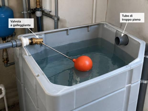 Galleggiante in un serbatoio di acqua 