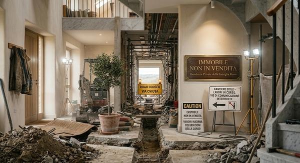 Cantiere con vie di comunicazione interrotte