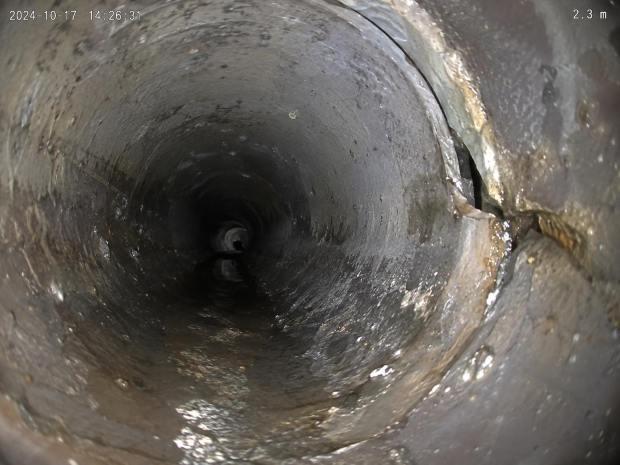 Immagine endoscopca del pluviale danneggiato