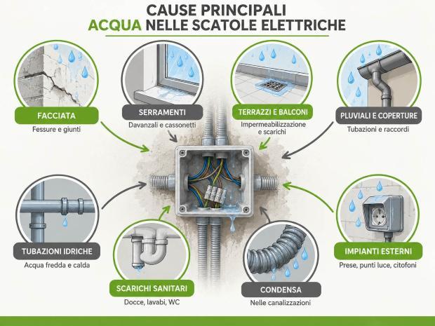 Maggiori cause di acqua nelle scatole elettriche