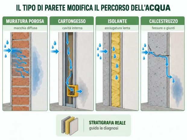 Tipi di parete a seconda dell'infiltrazione