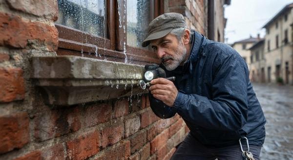 Proprietario che controlla un gocciolatoio