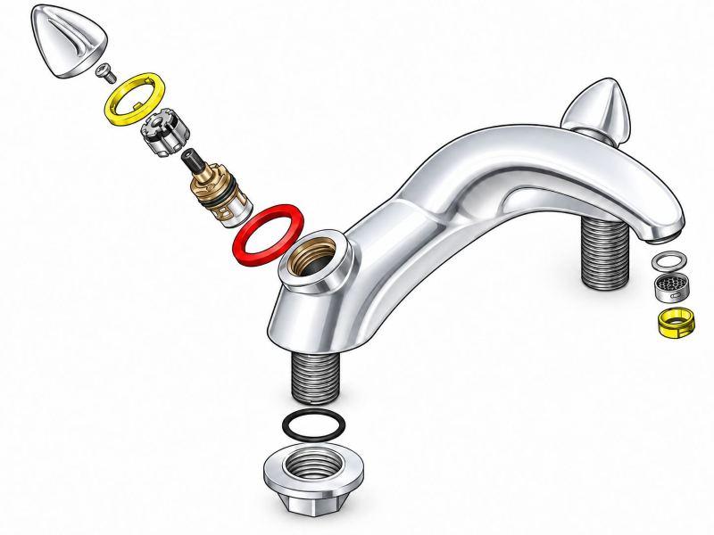 Struttura di un rubinetto con O-ring e guarnizioni 