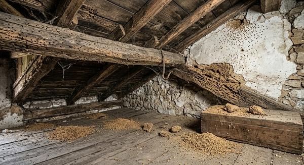 Infestazione strutturale su una trave in legno