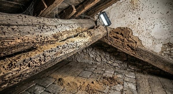 Infestazione superficiale su una trave in legno