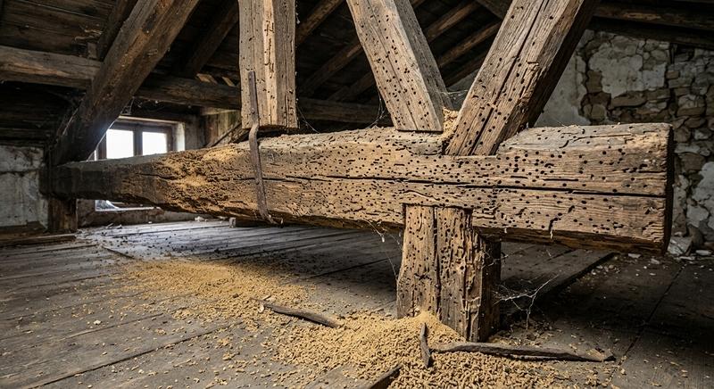 Fori su una trave in legno