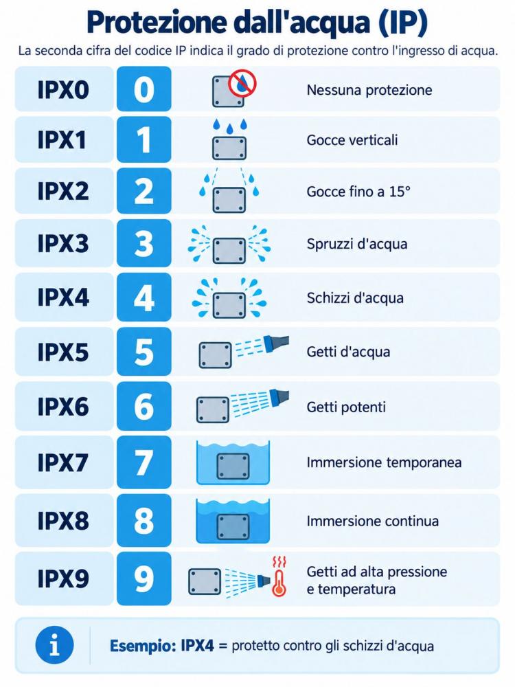 Tabella protezione grado IP per acqua - Foto Daniele F. Toscana