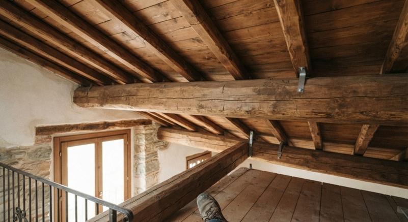 Solaio in legno con crepe