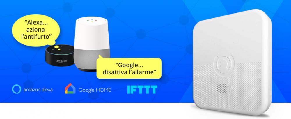 Sistema di allarme attivabile con comandi vocali compatibile con Assistente Google Home, Alexa, IFTTT