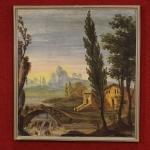 Coppia dipinti paesaggi di campagna xix secolo