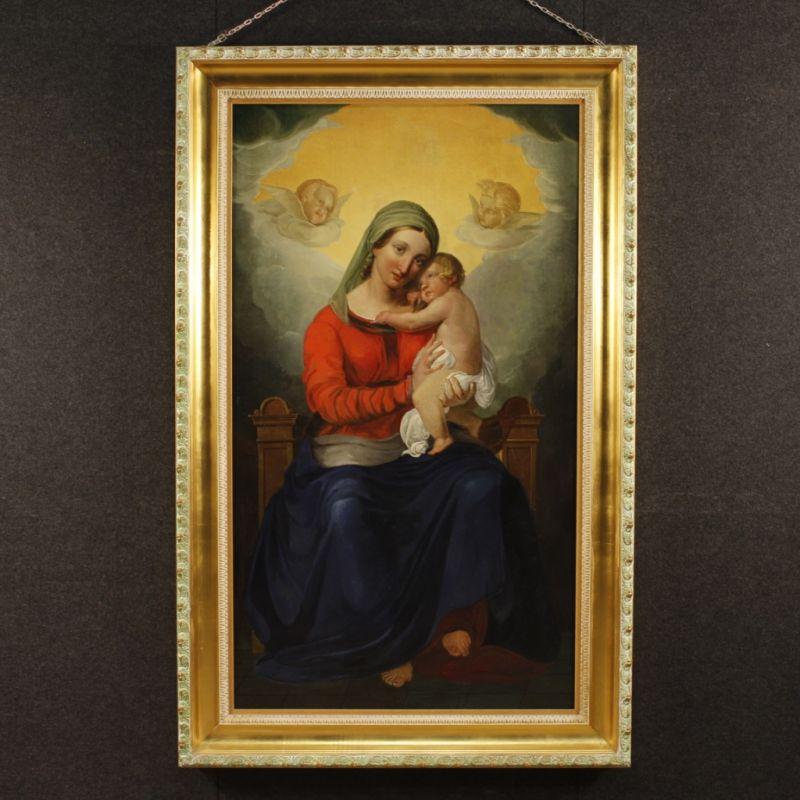Quadro olio su tela Madonna con Bambino 1