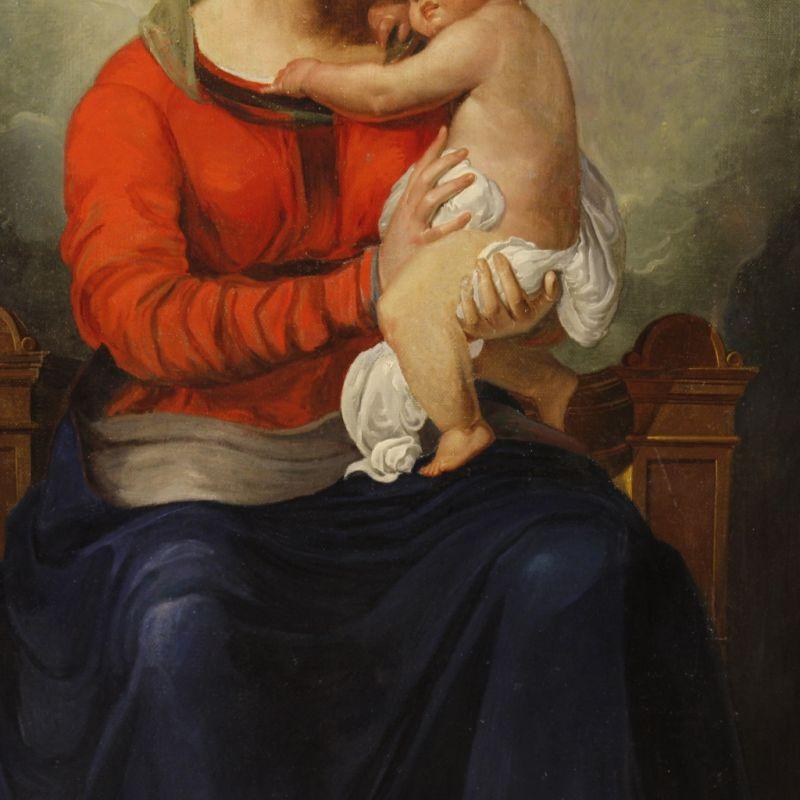 Quadro olio su tela Madonna con Bambino 3