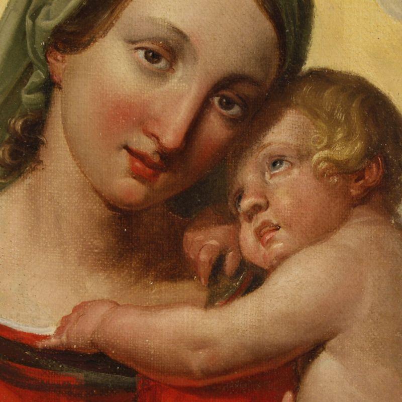 Quadro olio su tela Madonna con Bambino 4
