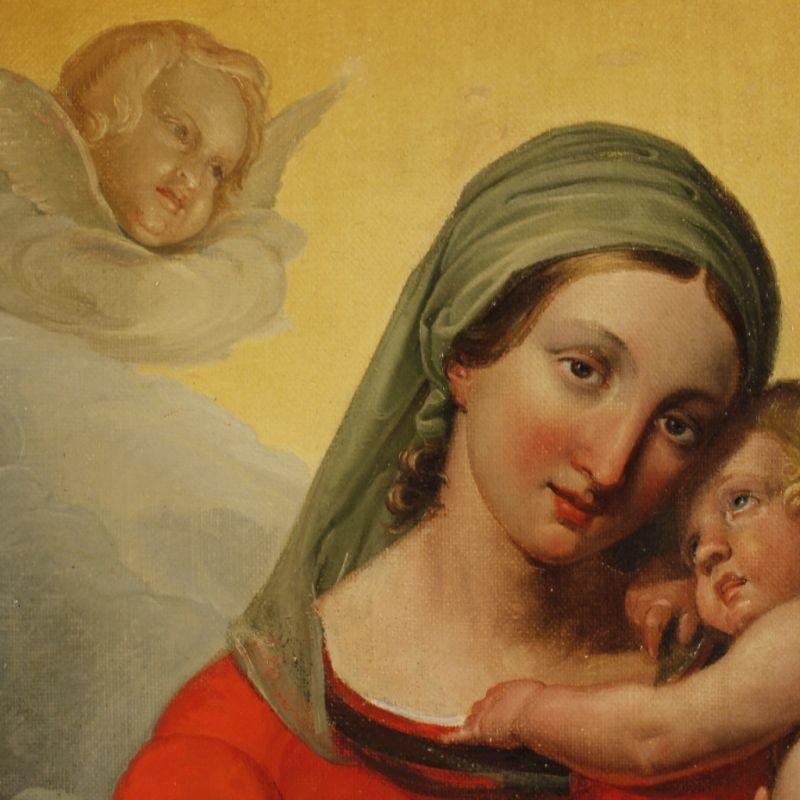 Quadro olio su tela Madonna con Bambino 6
