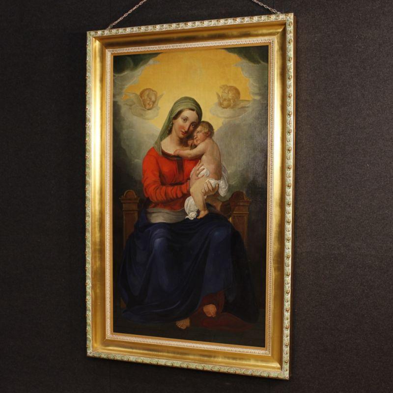 Quadro olio su tela Madonna con Bambino 7