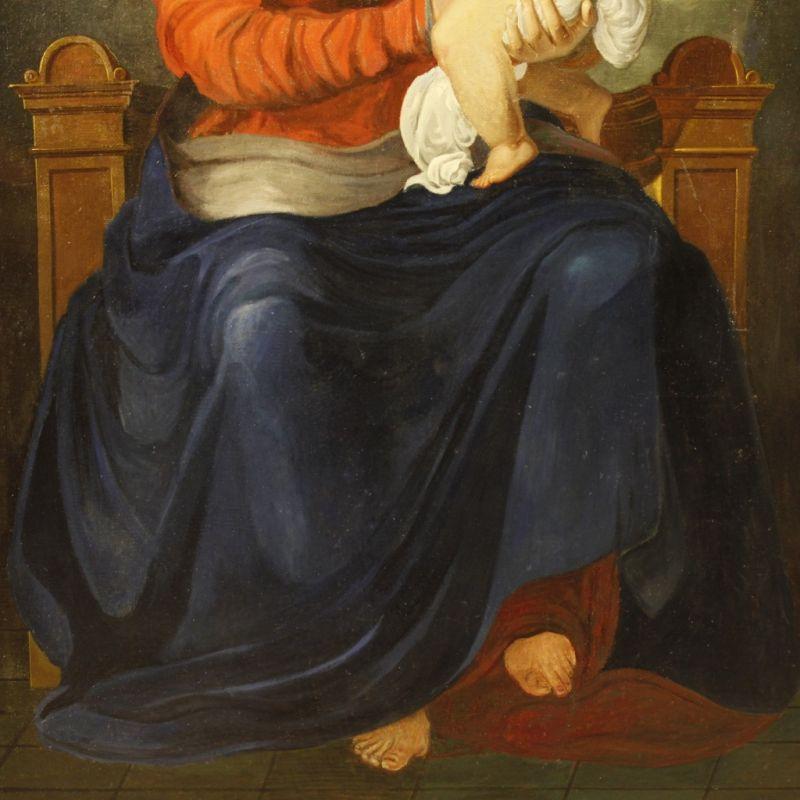 Quadro olio su tela Madonna con Bambino 8