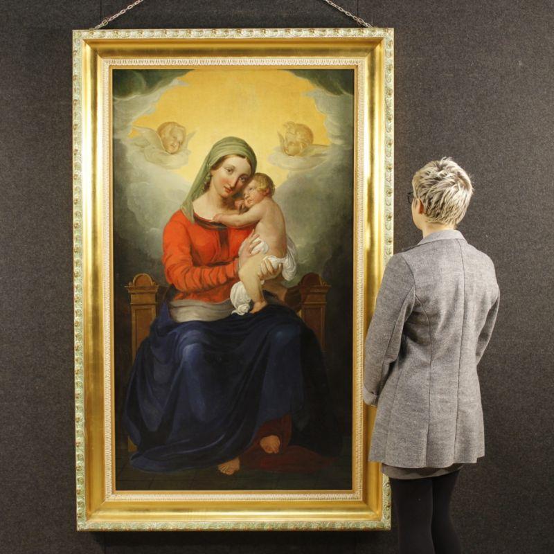 Quadro olio su tela Madonna con Bambino 9