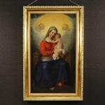 Quadro olio su tela Madonna con Bambino