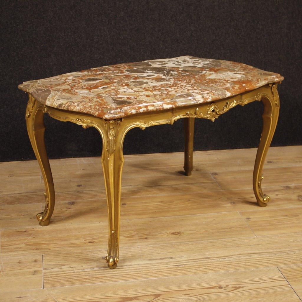 Tavolino italiano dorato con piano in marmo - 2909159 1